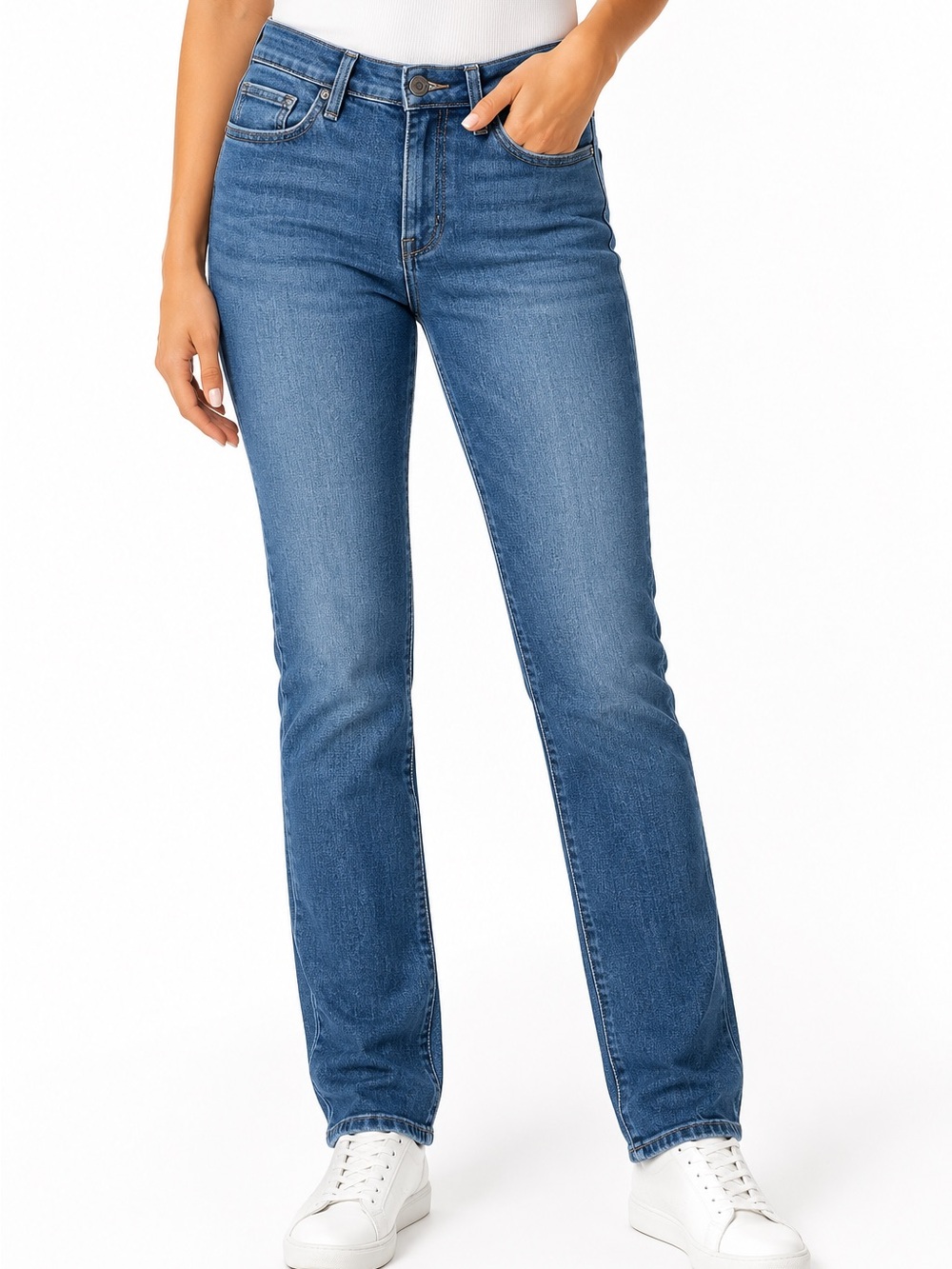 Levi’s Slimming Straight Women’s Jeans Medium Wash Stretch Denim Size 27